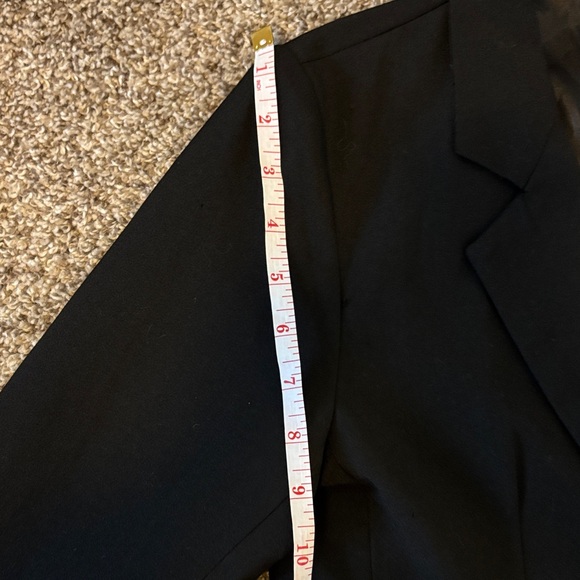 Women’s Tailored Black Relaxed Blazer with Striped Cuffs Size S - Picture 8 of 11